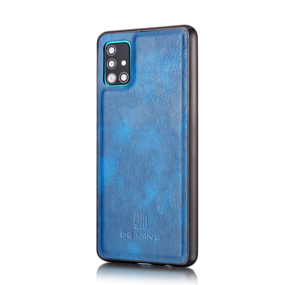 DG.MING Detachable 2-in-1 Split Leather Wallet Cover + PC Back Case for Samsung Galaxy A71 - Blue-5