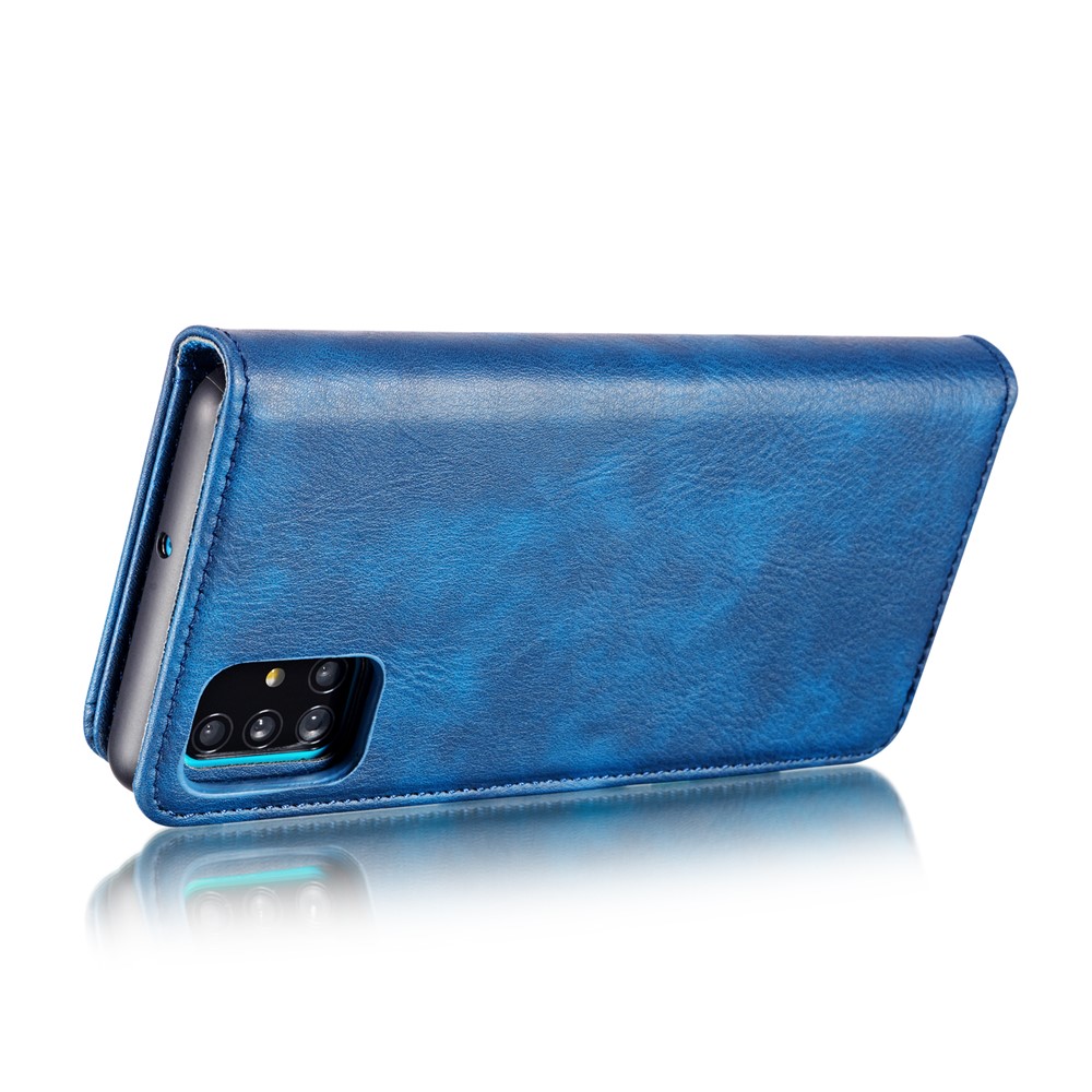 DG.MING Detachable 2-in-1 Split Leather Wallet Cover + PC Back Case for Samsung Galaxy A71 - Blue-6