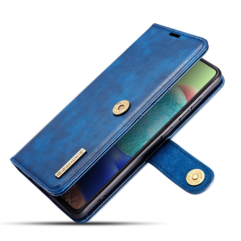 DG.MING Detachable 2-in-1 Split Leather Wallet Cover + PC Back Case for Samsung Galaxy A71 - Blue-8