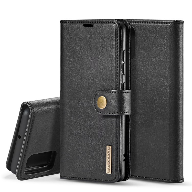 DG.MING Detachable 2-in-1 Split Leather Wallet Shell + PC Back Case for Samsung Galaxy A51 - Black-1