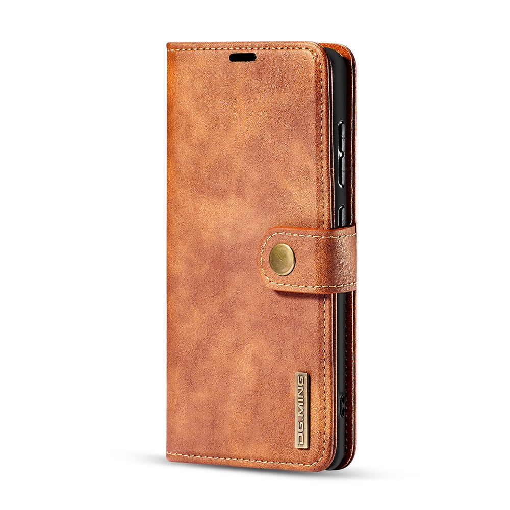 DG.MING Detachable 2-in-1 Split Leather Wallet Shell + PC Back Case for Samsung Galaxy A51 - Brown-3