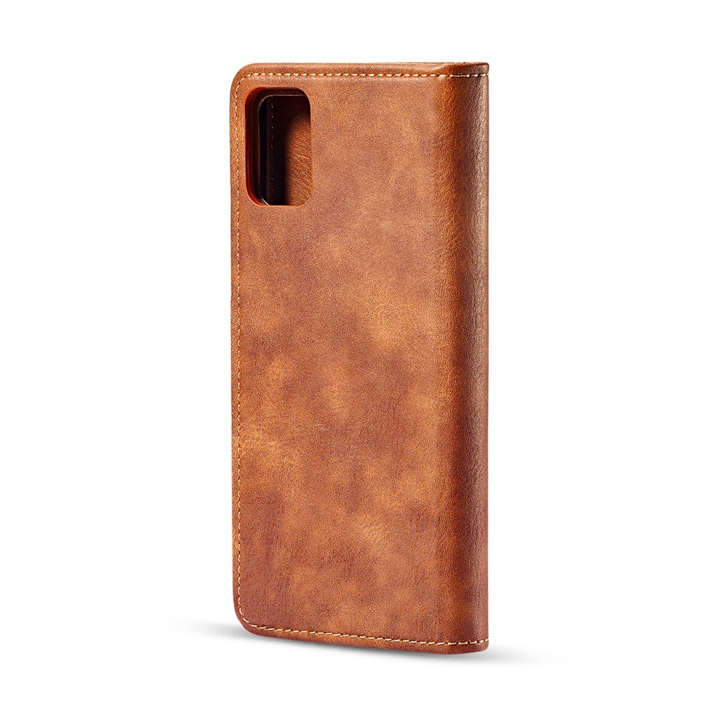 DG.MING Detachable 2-in-1 Split Leather Wallet Shell + PC Back Case for Samsung Galaxy A51 - Brown-4