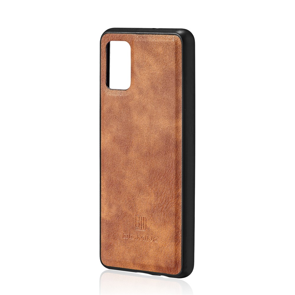 DG.MING Detachable 2-in-1 Split Leather Wallet Shell + PC Back Case for Samsung Galaxy A51 - Brown-5
