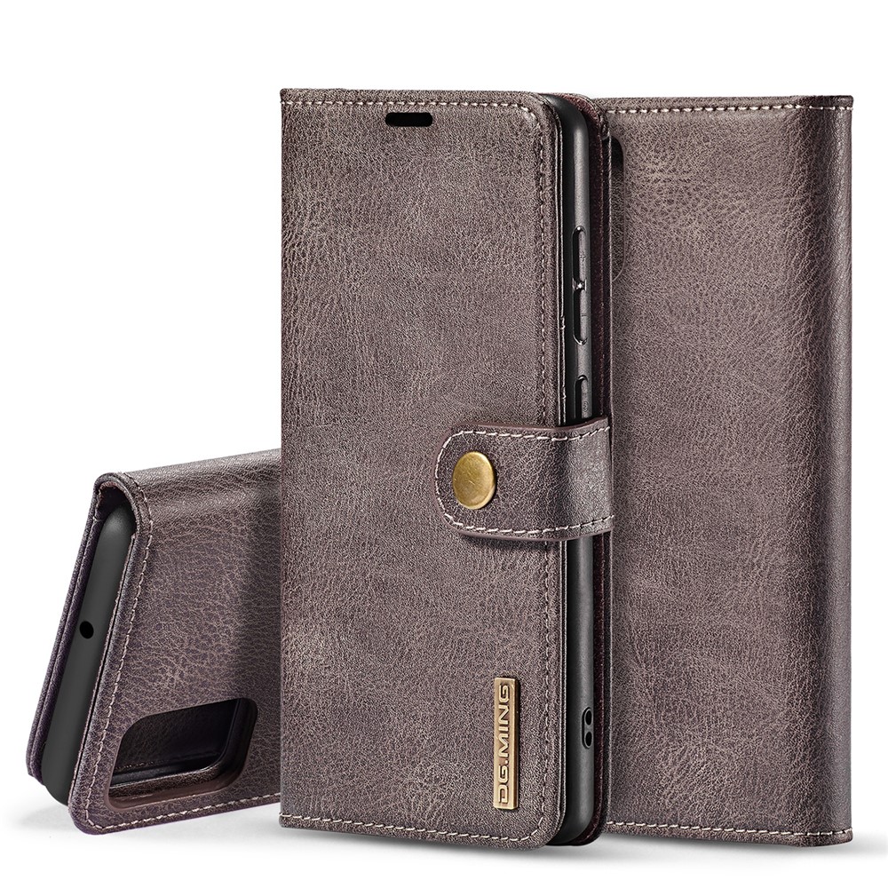 DG.MING Detachable 2-in-1 Split Leather Wallet Shell + PC Back Case for Samsung Galaxy A51 - Grey-1
