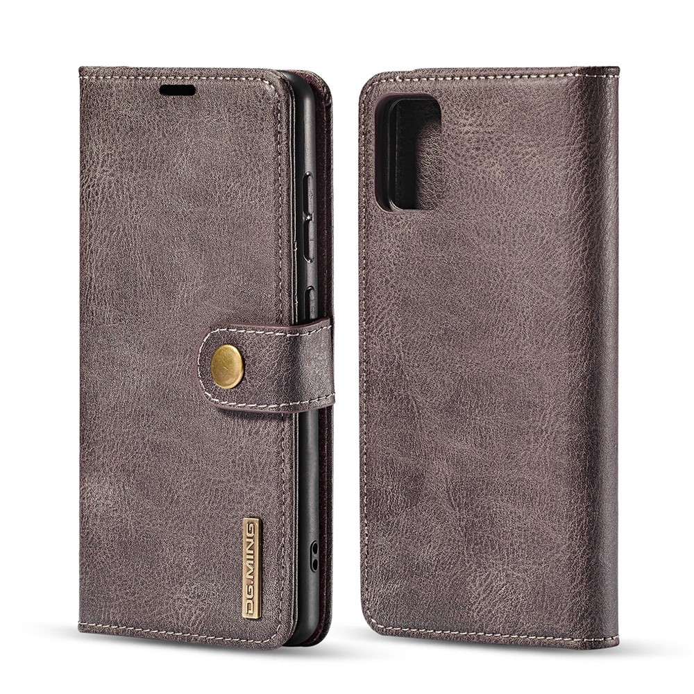 DG.MING Detachable 2-in-1 Split Leather Wallet Shell + PC Back Case for Samsung Galaxy A51 - Grey-2