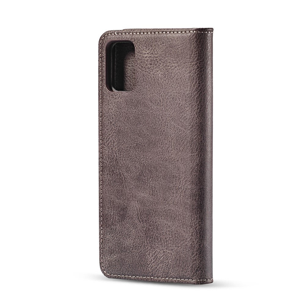 DG.MING Detachable 2-in-1 Split Leather Wallet Shell + PC Back Case for Samsung Galaxy A51 - Grey-4