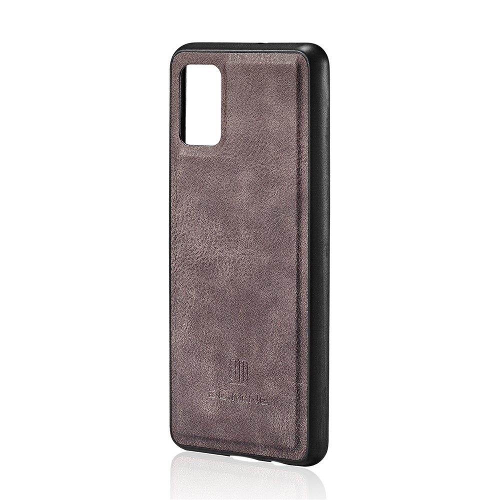 DG.MING Detachable 2-in-1 Split Leather Wallet Shell + PC Back Case for Samsung Galaxy A51 - Grey-5
