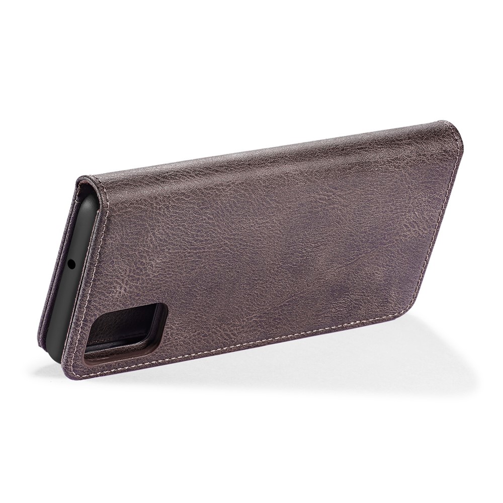 DG.MING Detachable 2-in-1 Split Leather Wallet Shell + PC Back Case for Samsung Galaxy A51 - Grey-6