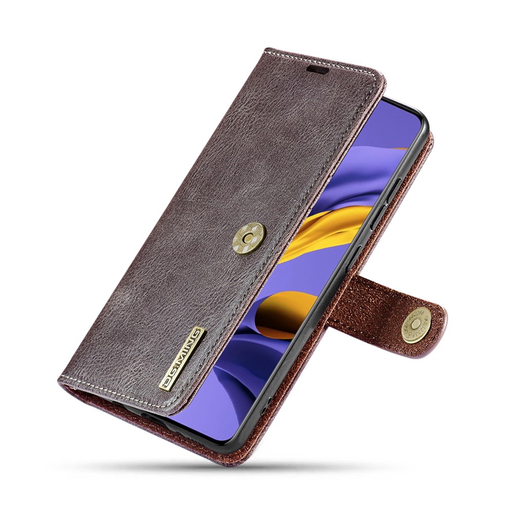 DG.MING Detachable 2-in-1 Split Leather Wallet Shell + PC Back Case for Samsung Galaxy A51 - Grey-8