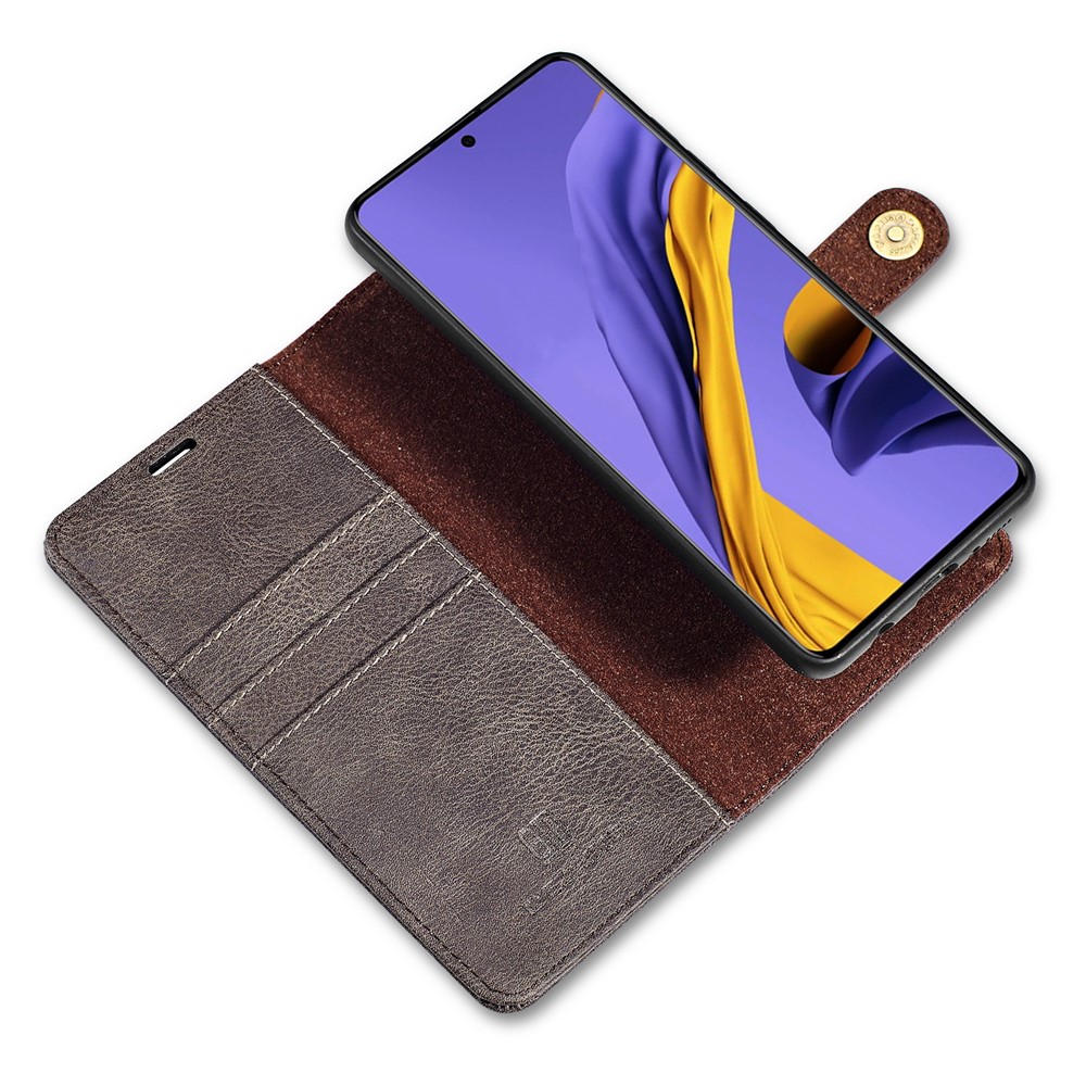 DG.MING Detachable 2-in-1 Split Leather Wallet Shell + PC Back Case for Samsung Galaxy A51 - Grey-9