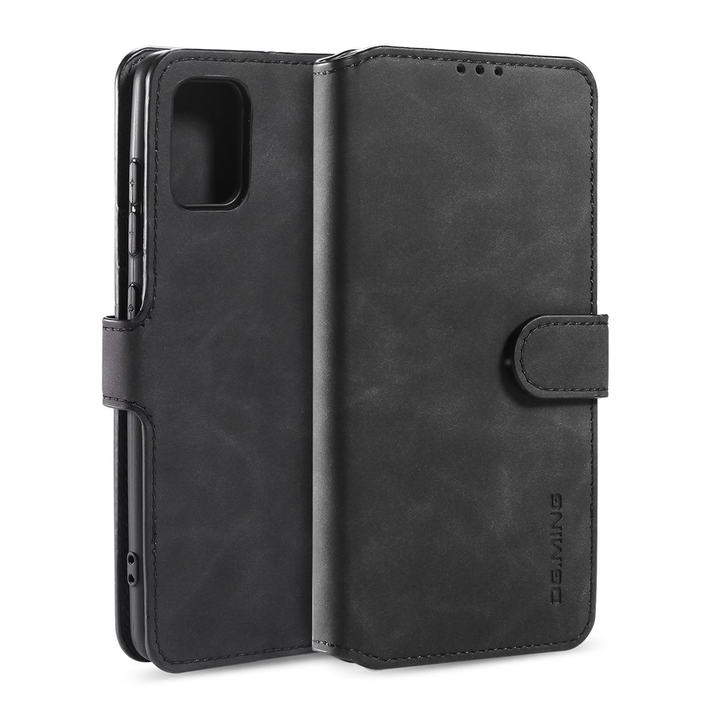 DG.MING Retro Style Wallet Leather Stand Shell Case for Samsung Galaxy A51 - Black-1