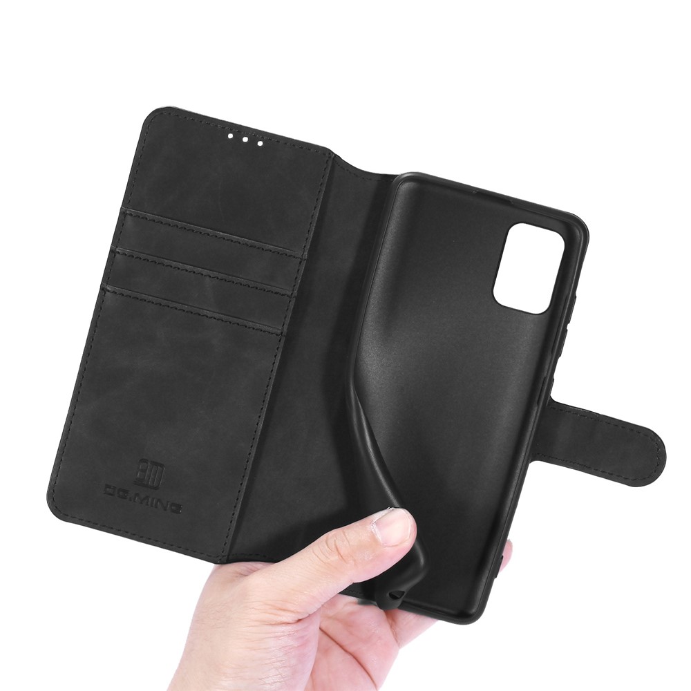 DG.MING Retro Style Wallet Leather Stand Shell Case for Samsung Galaxy A51 - Black-7