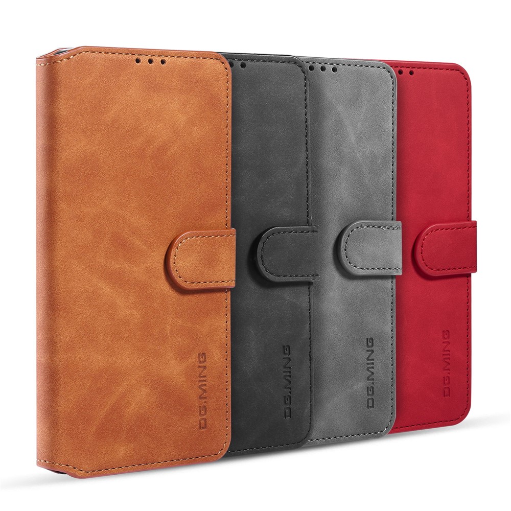 DG.MING Retro Style Wallet Leather Stand Shell Case for Samsung Galaxy A51 - Black-8