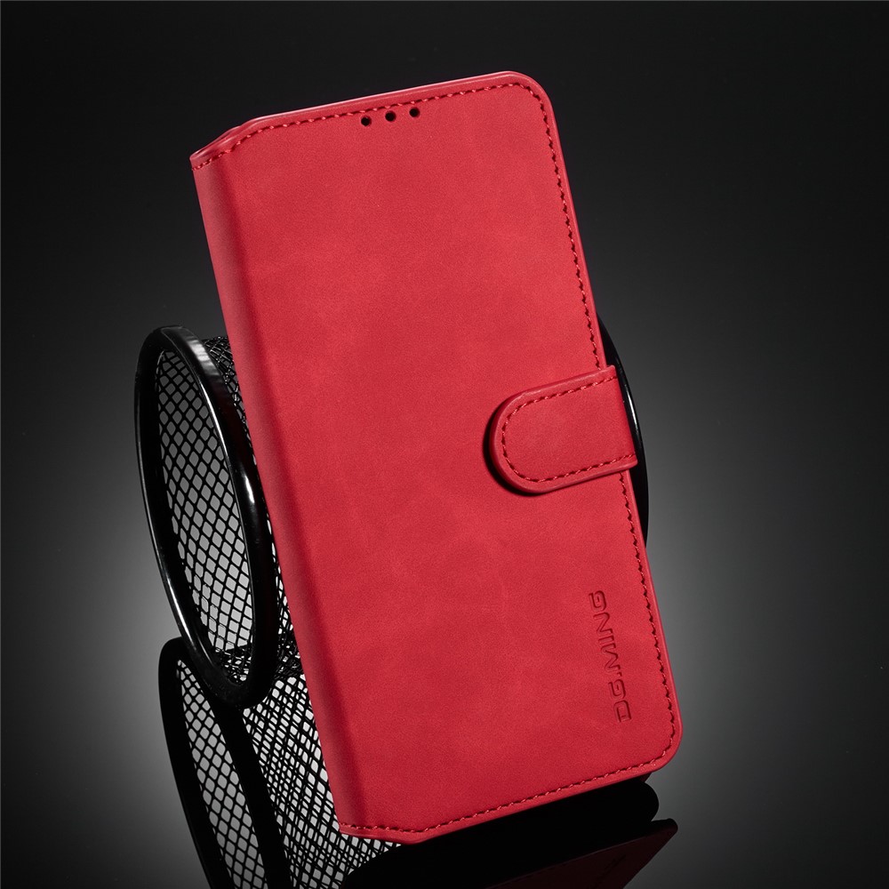 DG.MING Retro Style Wallet Leather Stand Shell Case for Samsung Galaxy A51 - Red-8