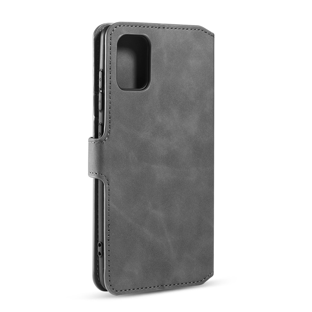 DG.MING Retro Style Wallet Leather Stand Shell Case for Samsung Galaxy A51 - Grey-3