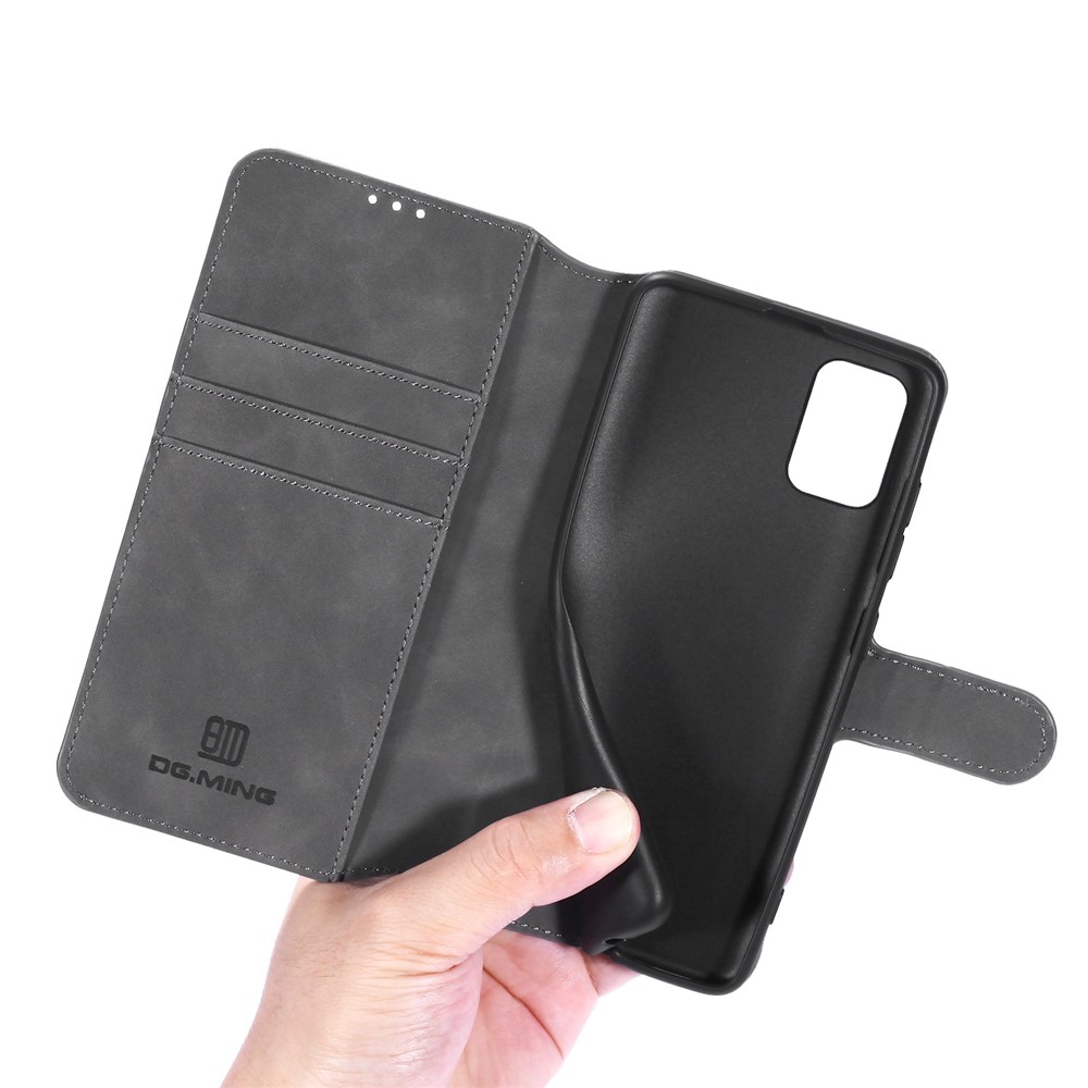 DG.MING Retro Style Wallet Leather Stand Shell Case for Samsung Galaxy A51 - Grey-7