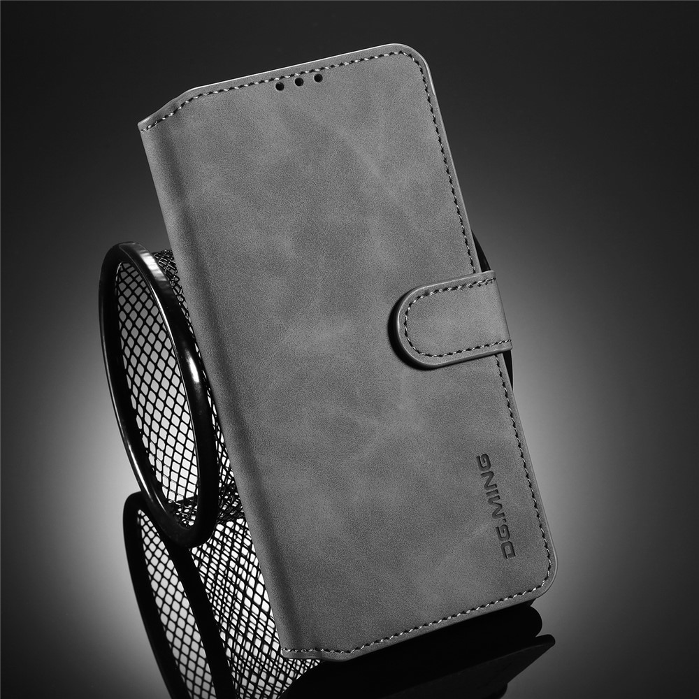 DG.MING Retro Style Wallet Leather Stand Shell Case for Samsung Galaxy A51 - Grey-8
