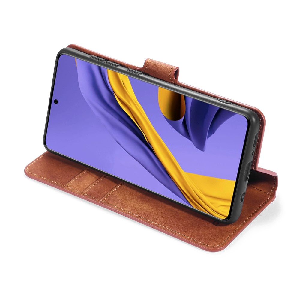 DG.MING Retro Style Wallet Leather Stand Shell Case for Samsung Galaxy A51 - Brown-5