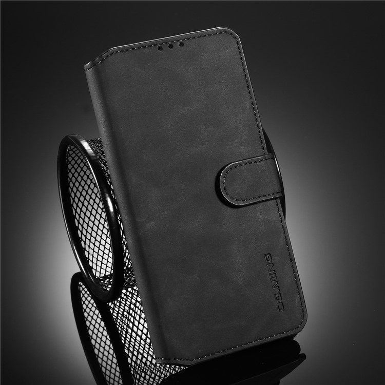 DG.MING Retro Style Leather Wallet Stand Shell for Samsung Galaxy A71 - Black-8
