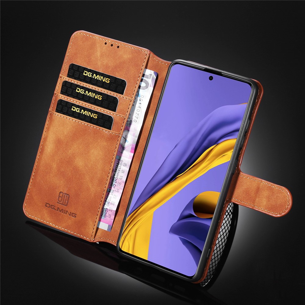 Дг. Ming Retro Style Leather Wallet Shell Для Samsung Galaxy A71 - Коричневый