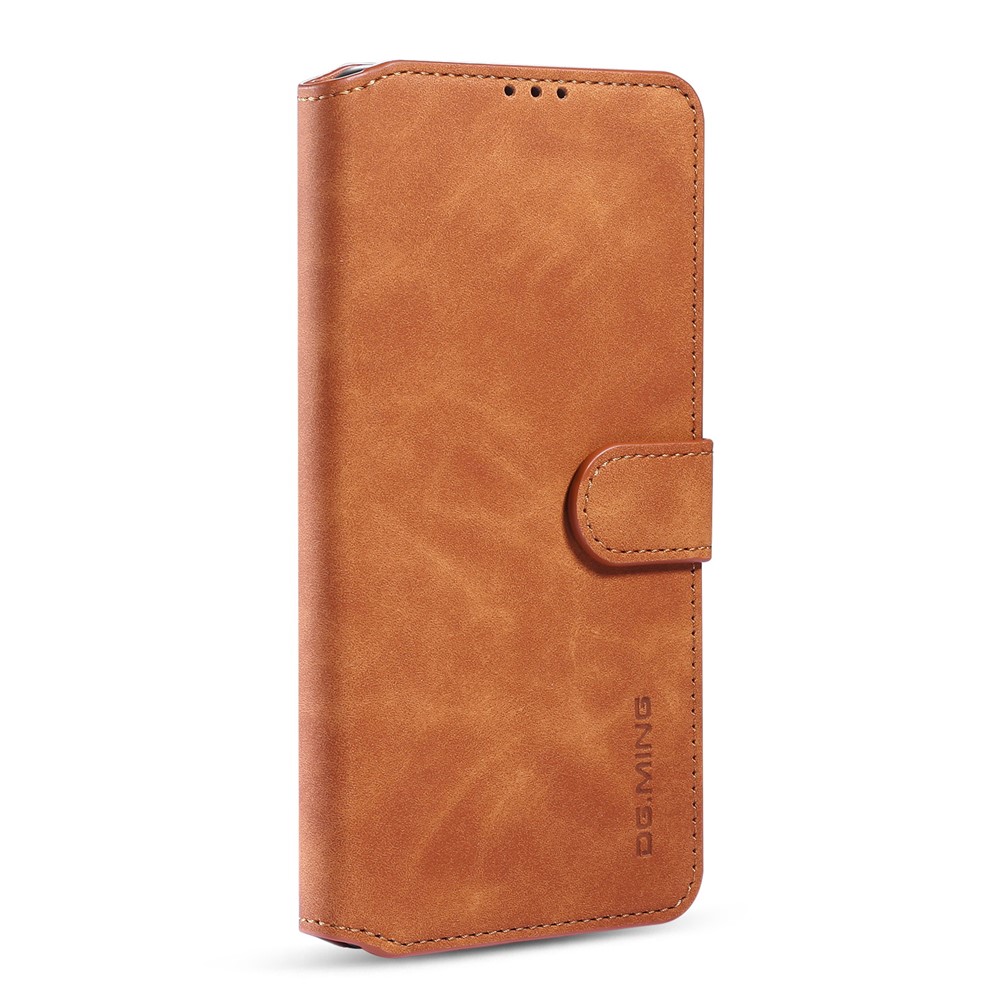 Dg. Coque de Support de Portefeuille en Cuir de Style Rétro Pour Samsung Galaxy A71 - Brun