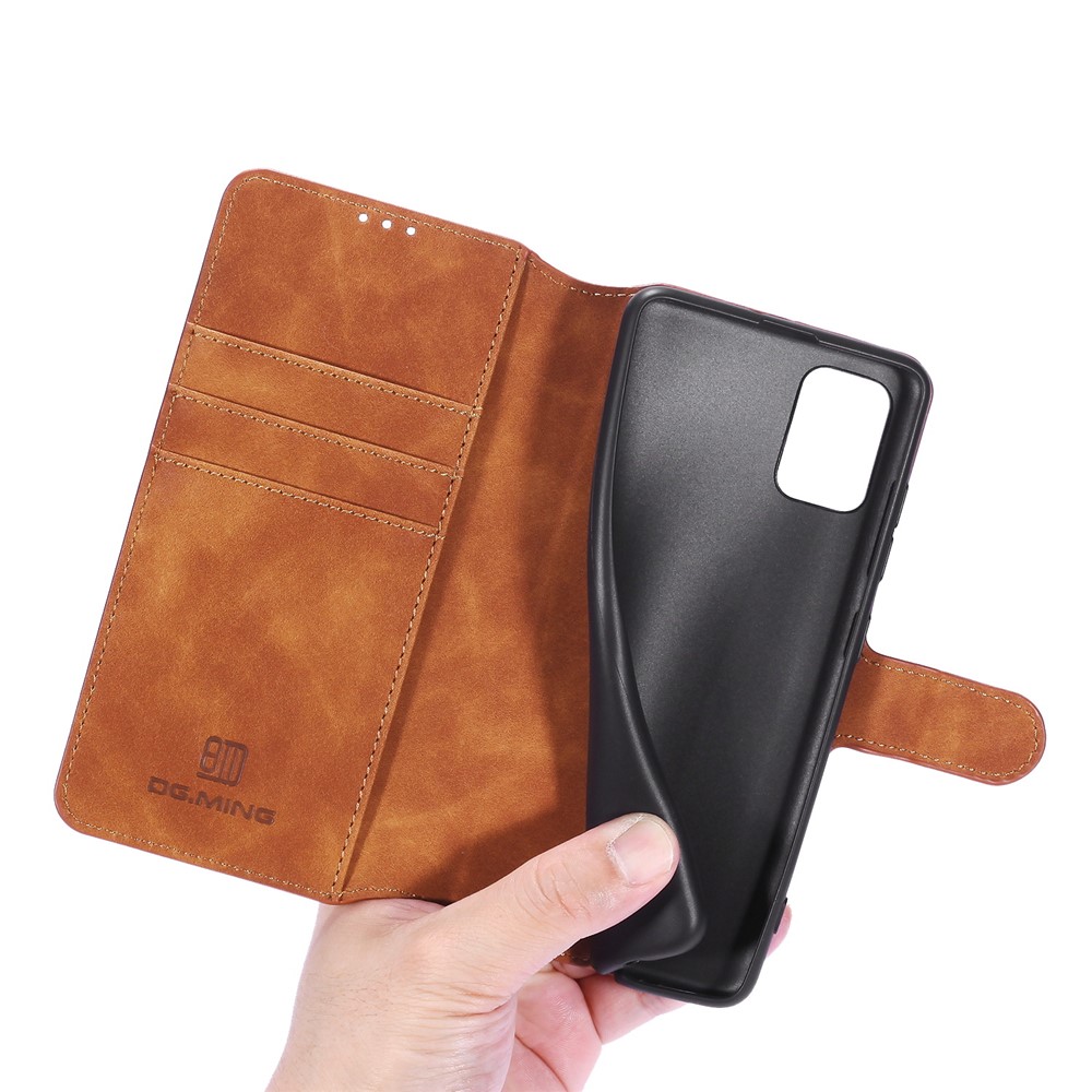 Dg. Ming -retro -leder -brieftaschen -standschale Für Samsung Galaxy A71 - Braun