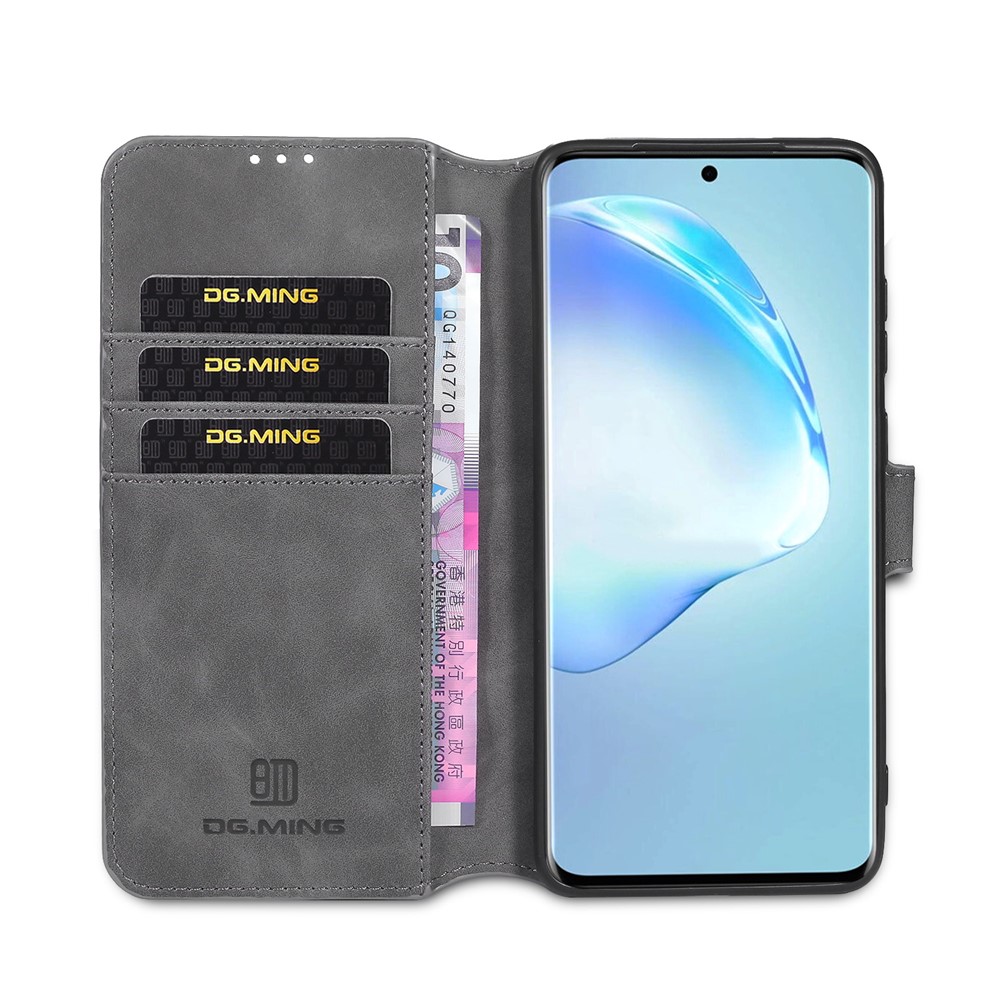 DG.MING Retro with Wallet Leather Stand Case for Samsung Galaxy S20 Plus - Grey-4