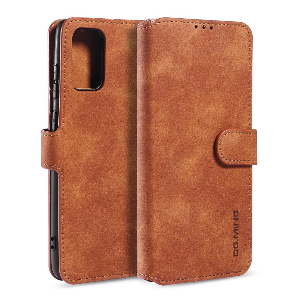 DG.MING Retro with Leather Wallet Case for Samsung Galaxy S20 Ultra - Brown-1