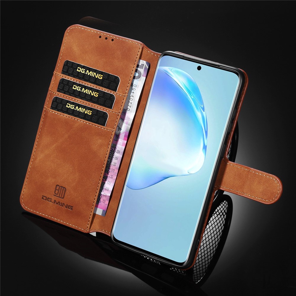 DG.MING Retro with Leather Wallet Case for Samsung Galaxy S20 Ultra - Brown-10