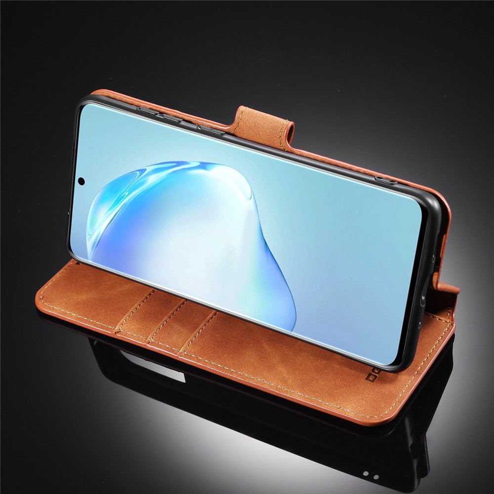 DG.MING Retro with Leather Wallet Case for Samsung Galaxy S20 Ultra - Brown-11