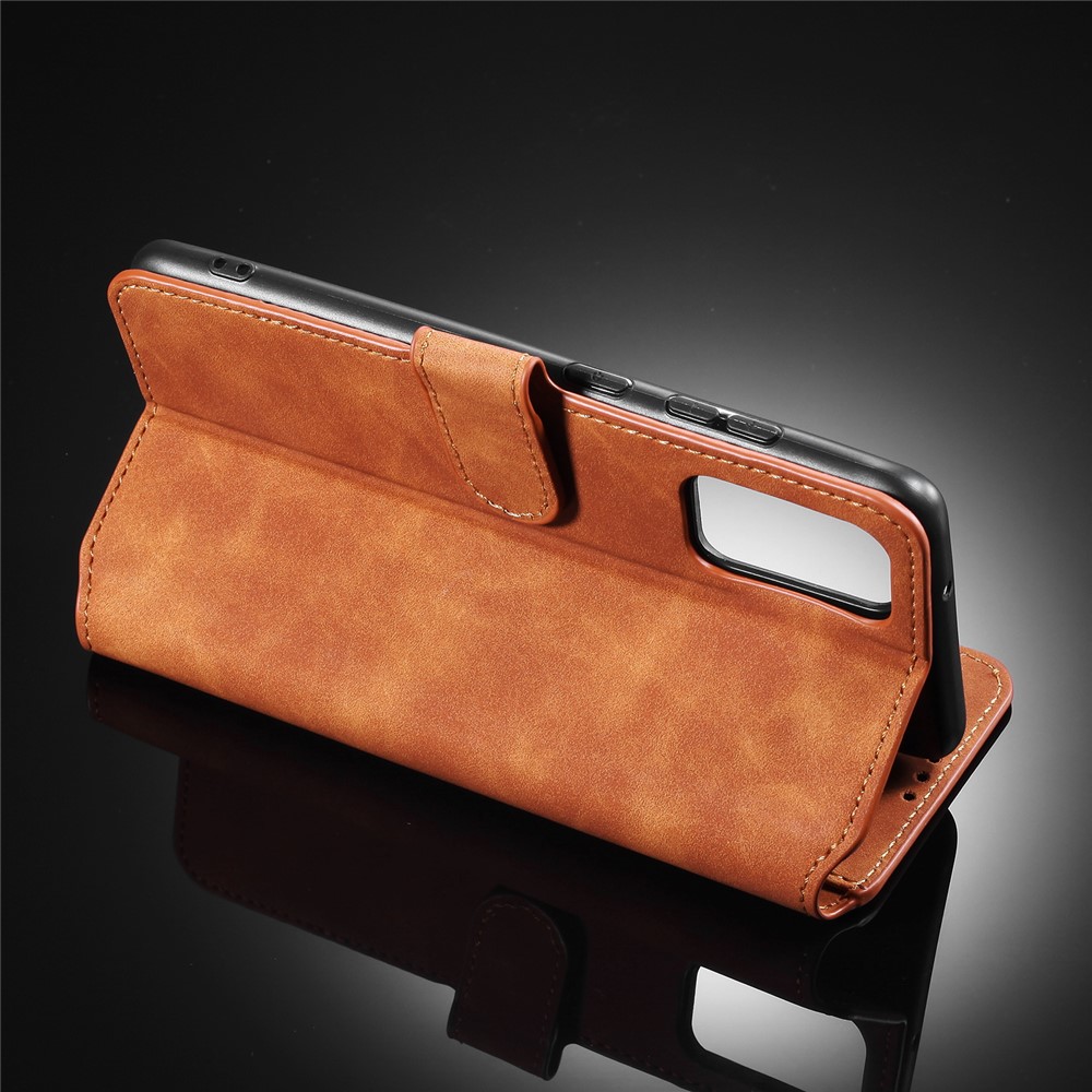 DG.MING Retro with Leather Wallet Case for Samsung Galaxy S20 Ultra - Brown-12