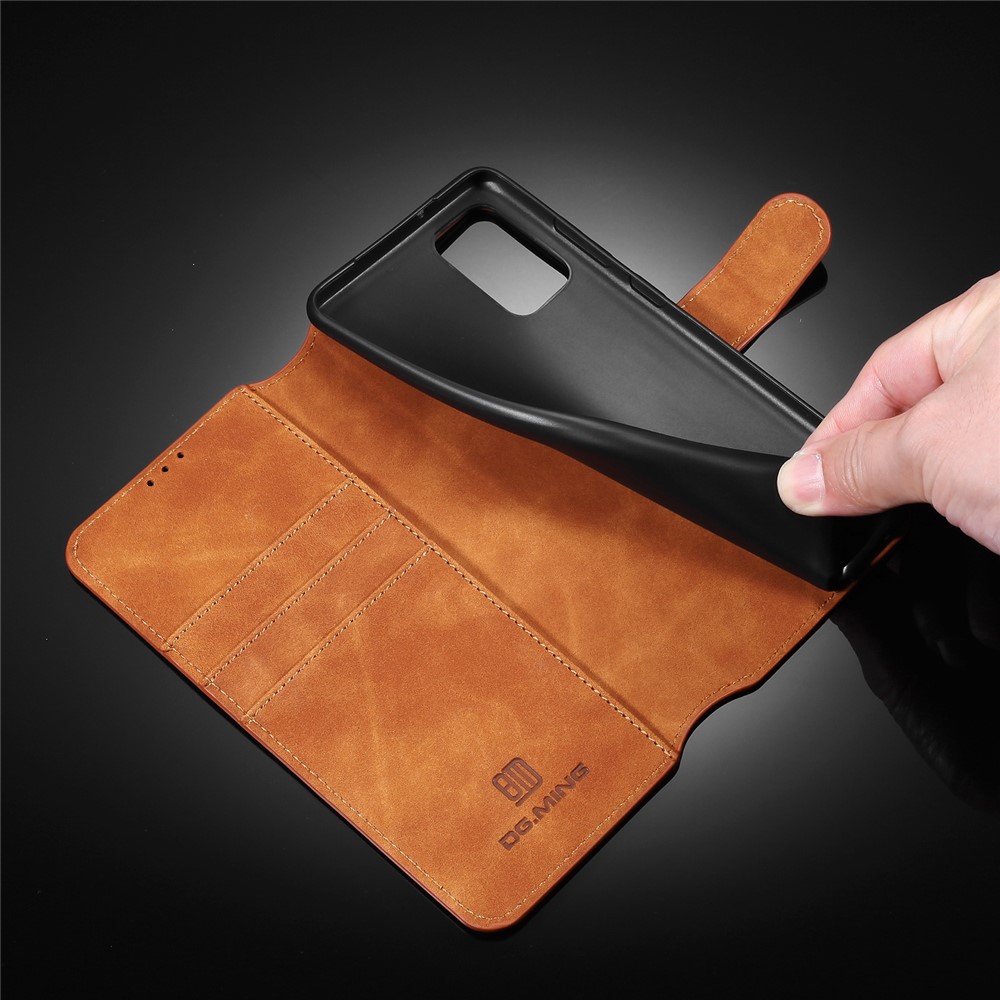 DG.MING Retro with Leather Wallet Case for Samsung Galaxy S20 Ultra - Brown-14