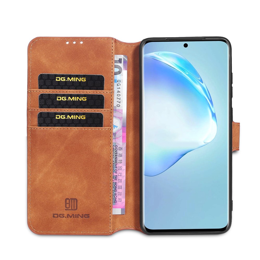 DG.MING Retro with Leather Wallet Case for Samsung Galaxy S20 Ultra - Brown-4