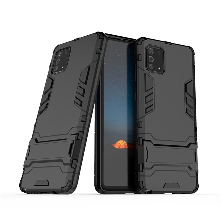 Shell PC + TPU Avec Couverture Téléphonique de la Kickstand Pour Samsung Galaxy Samsung Galaxy A81 / Note 10 Lite - le Noir