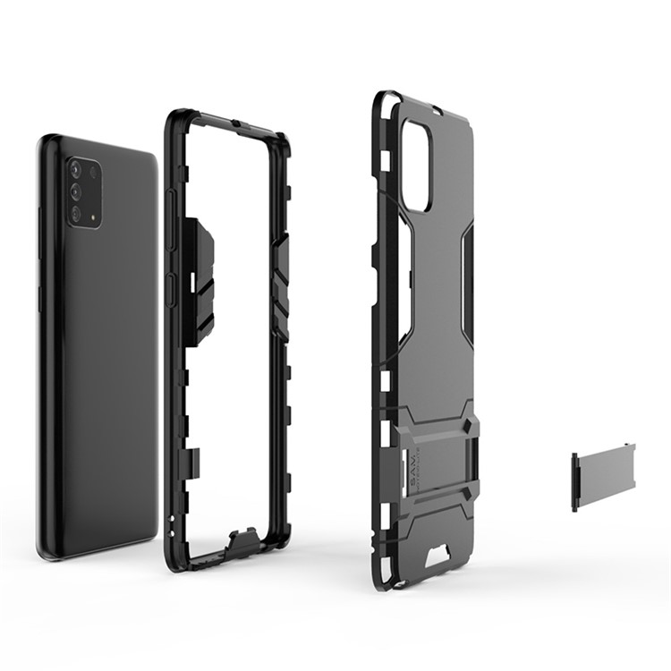 PC + Shell TPU Con Cubierta Telefónica de Kickstand Para Samsung Galaxy Samsung Galaxy A81/Note 10 Lite - Negro