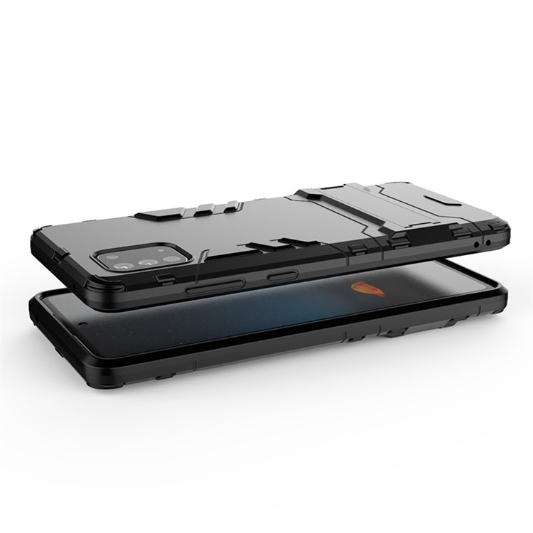 PC + Shell TPU Con Cubierta Telefónica de Kickstand Para Samsung Galaxy Samsung Galaxy A81/Note 10 Lite - Negro