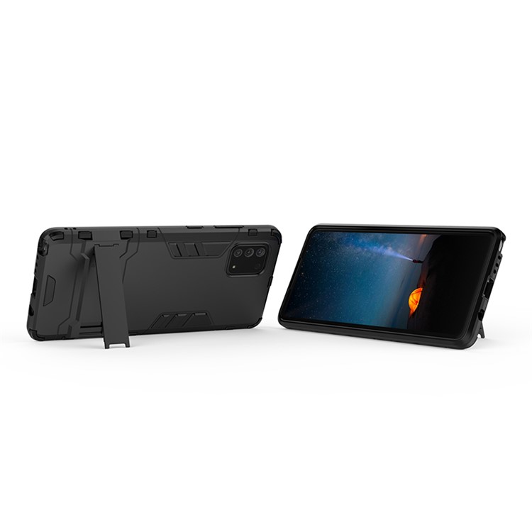 PC + Shell TPU Con Cubierta Telefónica de Kickstand Para Samsung Galaxy Samsung Galaxy A81/Note 10 Lite - Negro