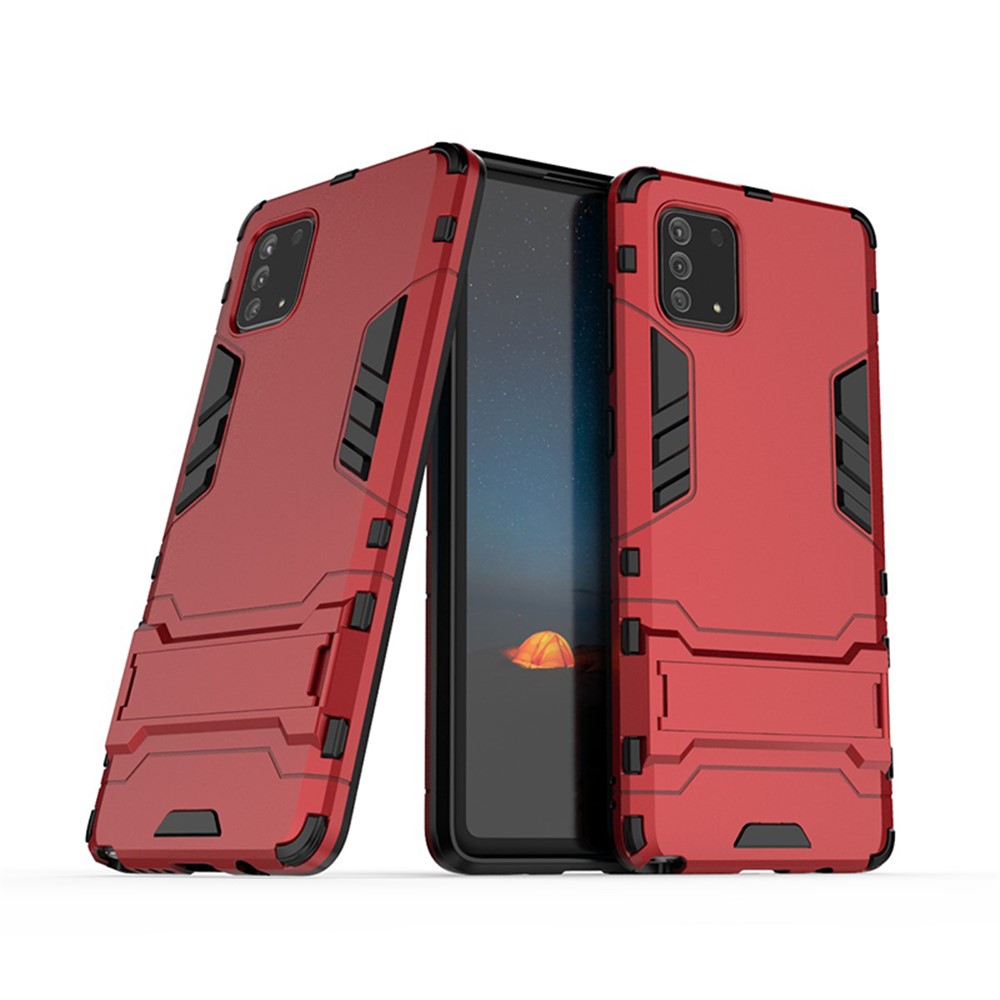 PC + TPU Shell with Kickstand Phone Cover for Samsung Galaxy Samsung Galaxy A81/Note 10 Lite - Red-2