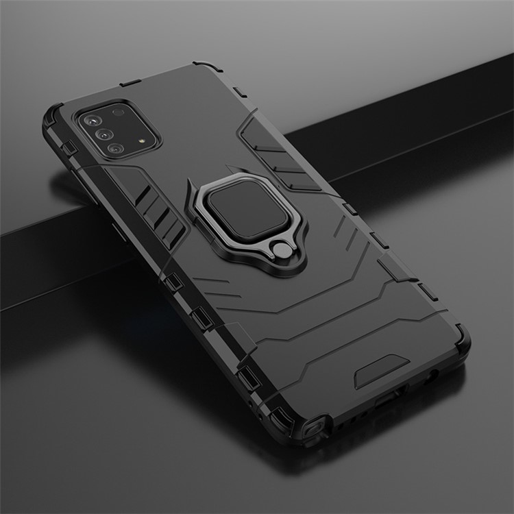 With Rotating Ring Kickstand Armor Style PC+TPU Protective Case for Samsung Galaxy A81/Note 10 Lite - Black-10