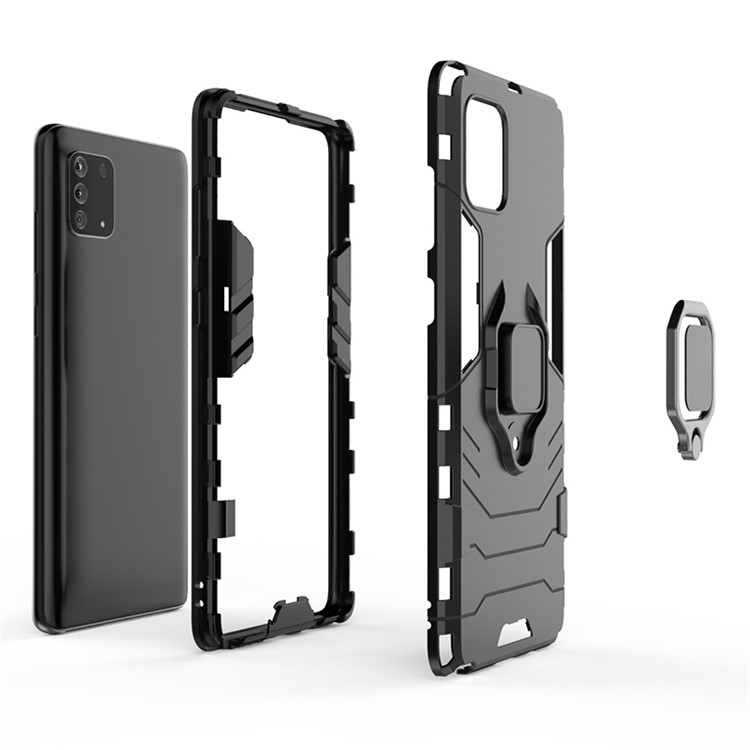 With Rotating Ring Kickstand Armor Style PC+TPU Protective Case for Samsung Galaxy A81/Note 10 Lite - Black-4
