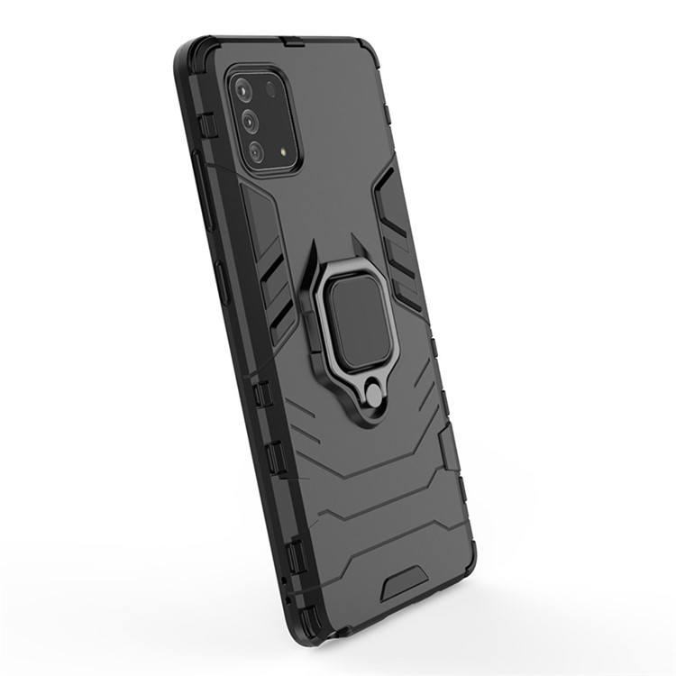 With Rotating Ring Kickstand Armor Style PC+TPU Protective Case for Samsung Galaxy A81/Note 10 Lite - Black-6