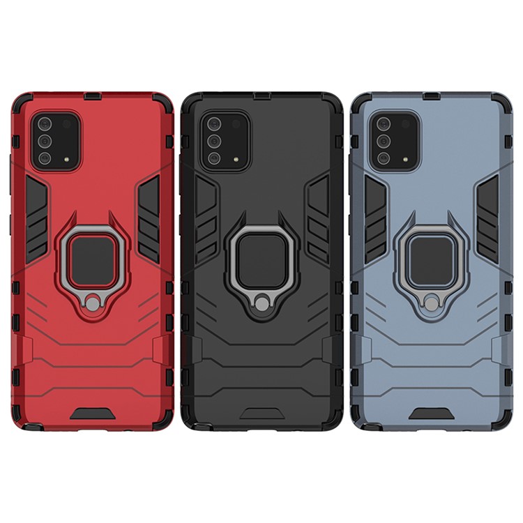 With Rotating Ring Kickstand Armor Style PC+TPU Protective Case for Samsung Galaxy A81/Note 10 Lite - Black-8