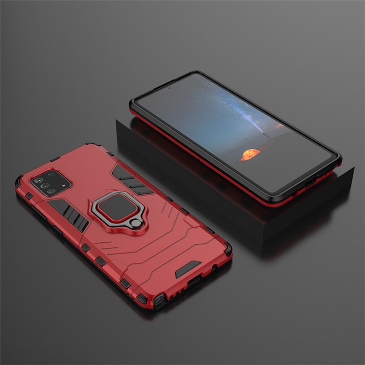 Com Rotação Do Anel Estribo Lateral Estilo Armadura PC + TPU Caixa Protectora Para Samsung Galaxy A81 / Nota 10 Lite - Vermelho-5