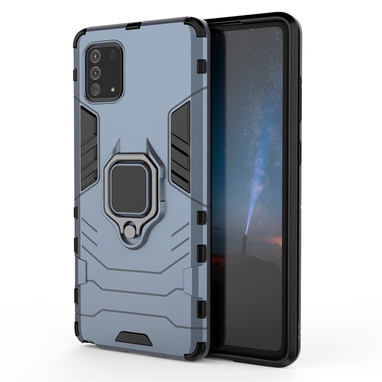 With Rotating Ring Kickstand Armor Style PC+TPU Protective Case for Samsung Galaxy Note 10 Lite - Blue-1