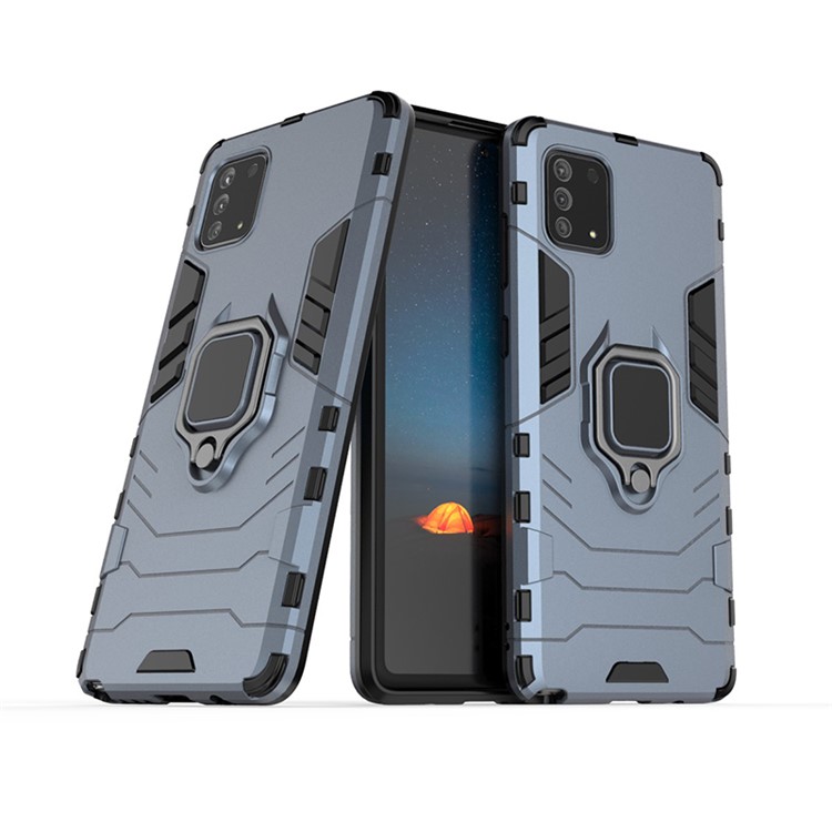 With Rotating Ring Kickstand Armor Style PC+TPU Protective Case for Samsung Galaxy Note 10 Lite - Blue-2