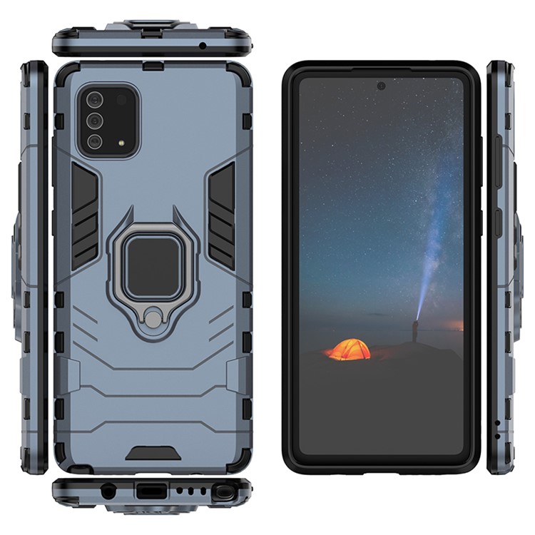 With Rotating Ring Kickstand Armor Style PC+TPU Protective Case for Samsung Galaxy Note 10 Lite - Blue-3