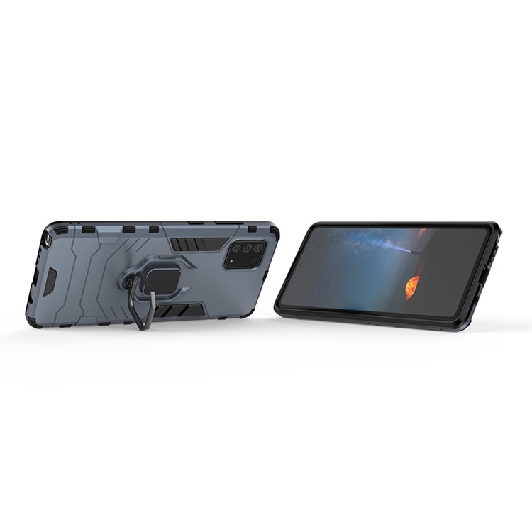 With Rotating Ring Kickstand Armor Style PC+TPU Protective Case for Samsung Galaxy Note 10 Lite - Blue-4