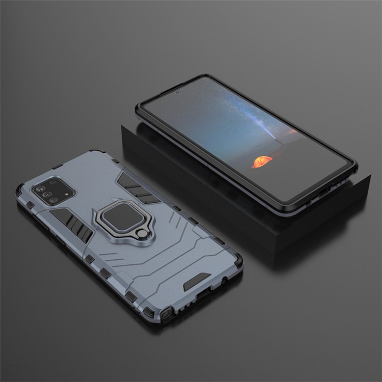 With Rotating Ring Kickstand Armor Style PC+TPU Protective Case for Samsung Galaxy Note 10 Lite - Blue-5