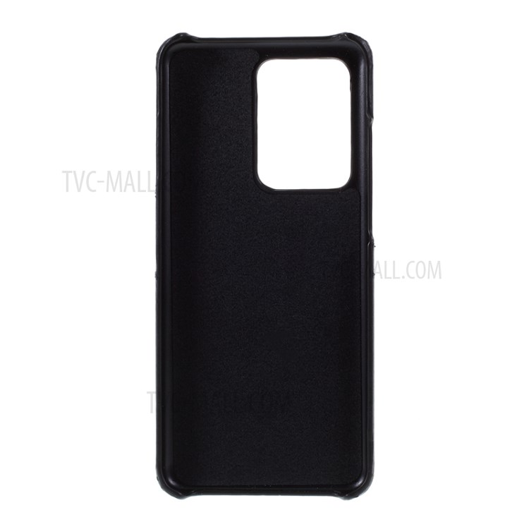Double Card Slots PU Leather Coated PC Case for Samsung Galaxy S20 Ultra - Black-3
