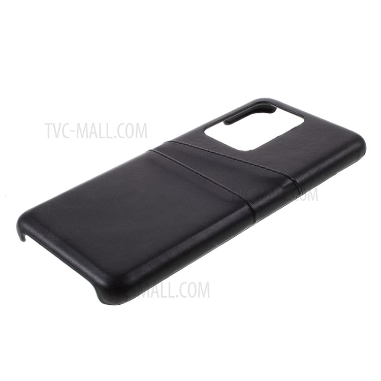 Double Card Slots PU Leather Coated PC Case for Samsung Galaxy S20 Ultra - Black-5